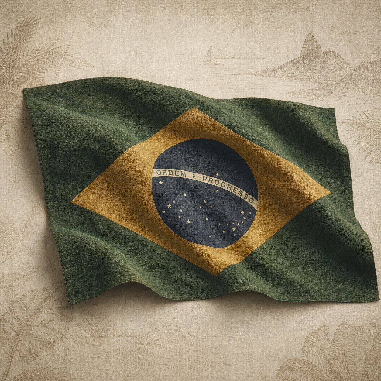 Bandeira do Brasil em arte vintage